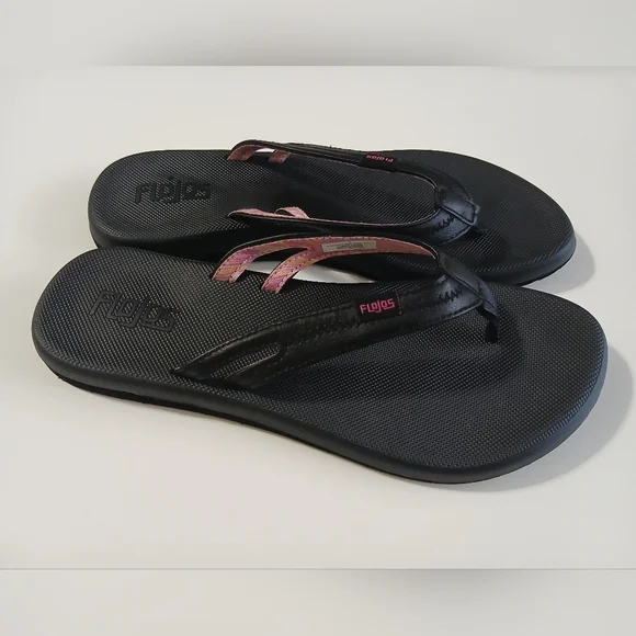 Flojos Black and Pink Women's Sandals - Picture 3 of 7